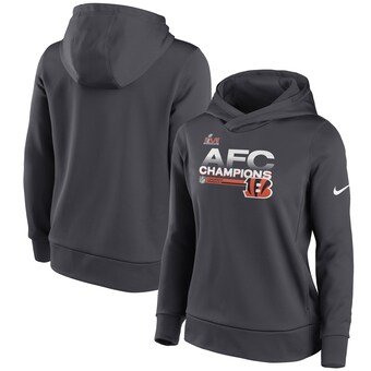 Women's Cincinnati Bengals Nike Anthracite 2021 AFC Champions Locker Room Trophy Collection Pullover Hoodie