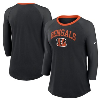 Women's Cincinnati Bengals Nike Black Raglan 3/4 Sleeve T-Shirt