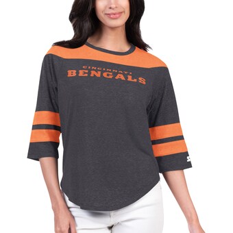 Women's Cincinnati Bengals Starter Black Fullback Tri-Blend 3/4-Sleeve T-Shirt