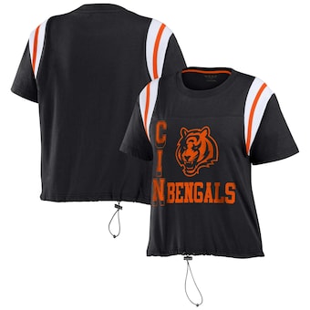 Women's Cincinnati Bengals WEAR by Erin Andrews Black Cinched Colorblock T-Shirt