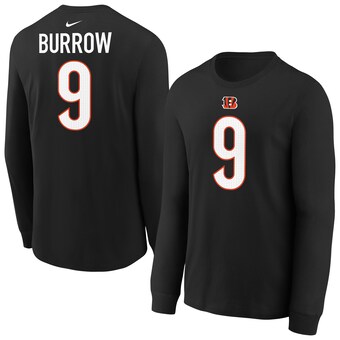 Youth Cincinnati Bengals Joe Burrow Nike Black Player Name & Number Long Sleeve T-Shirt