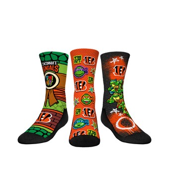 Youth Cincinnati Bengals  Rock Em Socks Orange TMNT Three-Pack Crew Sock Set