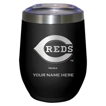 Cincinnati Reds Black 12oz. Personalized Etched Stemless Tumbler