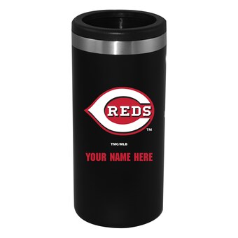 Cincinnati Reds Black 12oz. Personalized Slim Can Holder