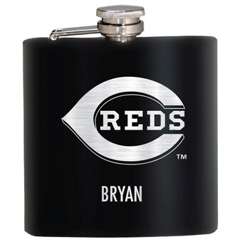 Cincinnati Reds Black 6oz. Personalized Stealth Hip Flask