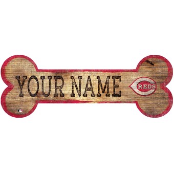 Cincinnati Reds 12" x 6" Personalized Dog Bone Sign