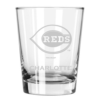 Cincinnati Reds 15oz. Personalized Double Old Fashion Etched Glass