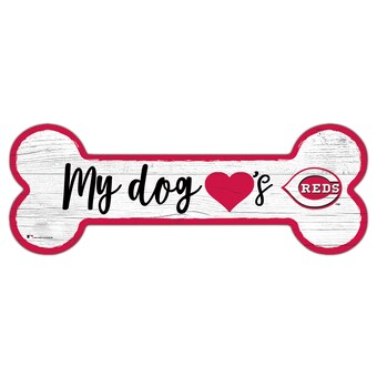 Cincinnati Reds 6" x 12" Team Dog Bone Sign