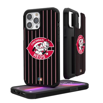 Cincinnati Reds Black iPhone Pinstripe Cooperstown Design Rugged Case