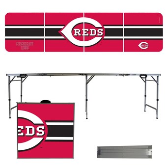 Cincinnati Reds Striped Design 8' Portable Folding Tailgate Table