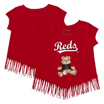 Girls Youth Cincinnati Reds Tiny Turnip Red Girl Teddy Fringe T-Shirt