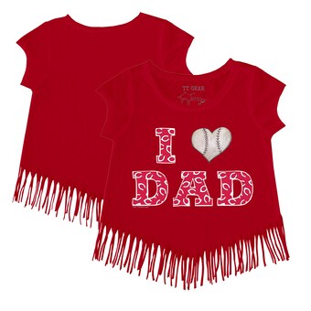 Girls Youth Cincinnati Reds Tiny Turnip Red I Love Dad Fringe T-Shirt