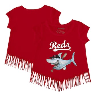 Girls Youth Cincinnati Reds Tiny Turnip Red Shark Fringe T-Shirt