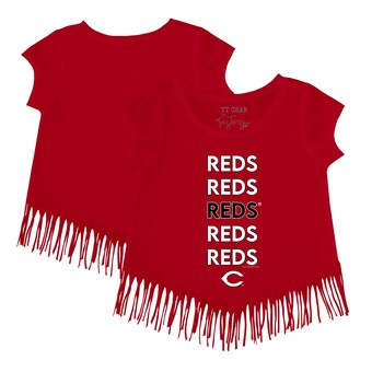 Girls Youth Cincinnati Reds Tiny Turnip Red Stacked Fringe T-Shirt