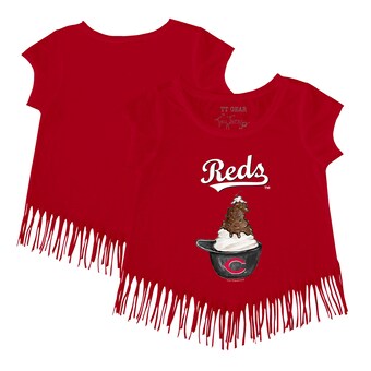 Girls Youth Cincinnati Reds Tiny Turnip Red Sundae Helmet Fringe T-Shirt