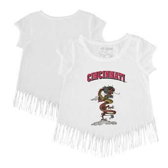 Girls Youth Cincinnati Reds Tiny Turnip White 2024 Year of the Dragon Fringe T-Shirt