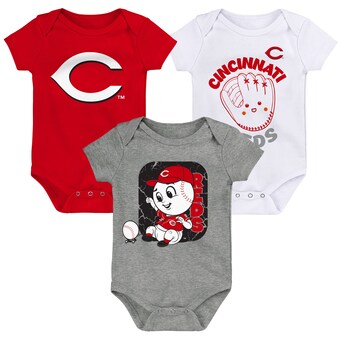 Infant Cincinnati Reds Red/White/Heathered Gray 3-Pack Change Up Bodysuit Set