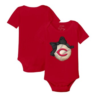 Infant Cincinnati Reds Tiny Turnip Red Baseball Bow Bodysuit