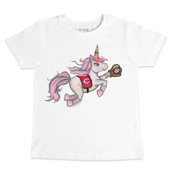 Infant Cincinnati Reds Tiny Turnip White Unicorn T-Shirt