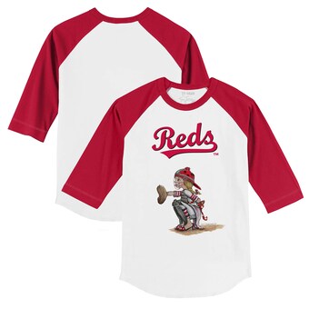 Infant Cincinnati Reds Tiny Turnip White/Red Kate Raglan 3/4-Sleeve T-Shirt