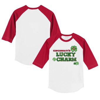 Infant Cincinnati Reds Tiny Turnip White/Red Lucky Charm Raglan 3/4 Sleeve T-Shirt