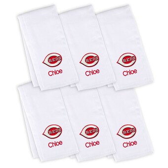 Infant Cincinnati Reds White Personalized Burp Cloth 6-Pack