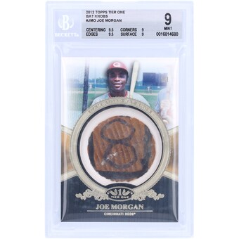 Joe Morgan Cincinnati Reds 2012 Topps Tier One Bat Knob Relic #BK-JMO #1/1 BGS Authenticated 9 Card - 9.5,9,9.5,9 Subgrades