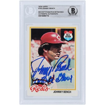 Johnny Bench Cincinnati Reds Autographed 1979 Topps Series 2 #700 Beckett Fanatics Witnessed Authenticated Card with "10X Gold Glove" Inscription