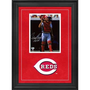 Johnny Bench Cincinnati Reds Autographed Fanatics Authentic Deluxe Framed 8" x 10" In Catchers Gear Photograph with "HOF 89" Inscription