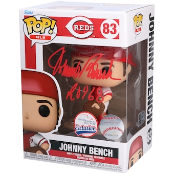 Johnny Bench Cincinnati Reds Autographed Fanatics Authentic #83 Funko Pop! Vinyl Figure with "ROY 68" Inscription