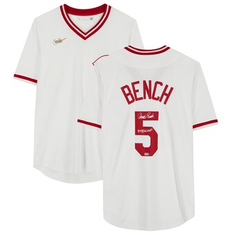 Autographed Cincinnati Reds Johnny Bench Fanatics Authentic White Nike Cooperstown Collection Replica Jersey with "70 & 72 NL MVP" Inscription