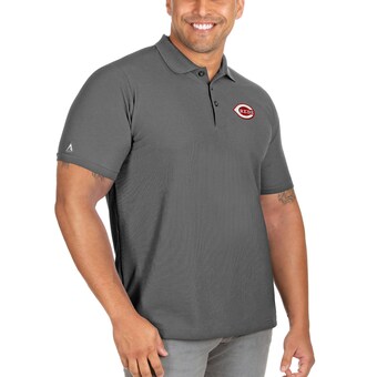 Men's Cincinnati Reds Antigua Gray Big & Tall Legacy Pique Polo