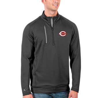 Men's Cincinnati Reds Antigua Gray Generation Quarter-Zip Pullover Jacket