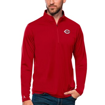 Men's Cincinnati Reds Antigua Red Tribute Quarter-Zip Pullover Top