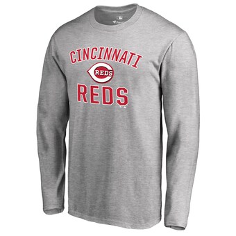 Men's Cincinnati Reds Ash Victory Arch Long Sleeve T-Shirt