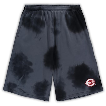 Men's Cincinnati Reds Black Big & Tall Tye Dye Fleece Shorts