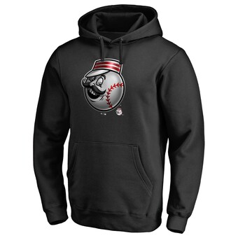 Men's Cincinnati Reds Black Midnight Mascot Pullover Hoodie