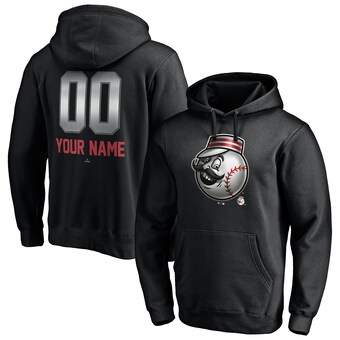 Men's Cincinnati Reds Black Personalized Any Name & Number Midnight Mascot Pullover Hoodie