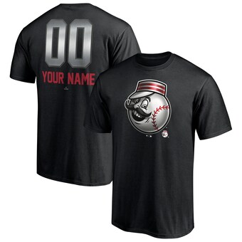 Men's Cincinnati Reds Black Personalized Any Name & Number Midnight Mascot T-Shirt