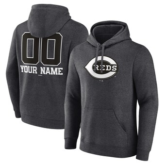 Men's Cincinnati Reds Charcoal Personalized Monochrome Name & Number Pullover Hoodie