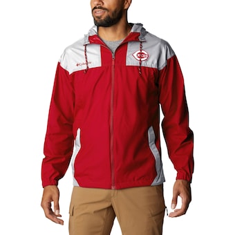 Men's Cincinnati Reds Columbia Red/White Omni-Shade Flash Challenger Full-Zip Windbreaker Jacket