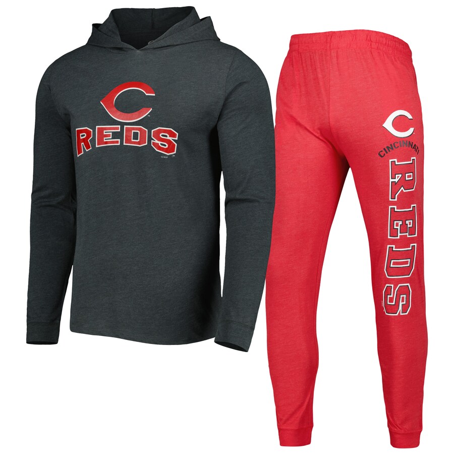 Men's Cincinnati Reds Concepts Sport Heather Red/Heather Charcoal Meter Hoodie & Joggers Set