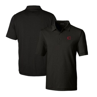 Men's Cincinnati Reds Cutter & Buck Black City Connect Big & Tall Forge Pencil Stripe Stretch Polo