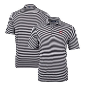 Men's Cincinnati Reds Cutter & Buck Black City Connect Big & Tall Virtue Eco Pique Micro Stripe Recycled Polo