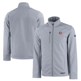 Men's Cincinnati Reds Cutter & Buck Gray Evoke Eco Softshell Recycled Full-Zip Jacket