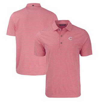 Men's Cincinnati Reds  Cutter & Buck Heather Red Forge Eco Heathered Stripe Stretch Recycled Polo