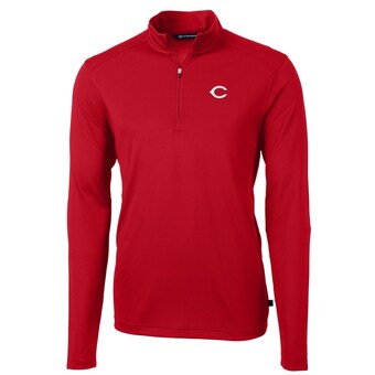 Men's Cincinnati Reds Cutter & Buck Red Big & Tall Virtue Eco Pique Quarter-Zip Pullover Jacket