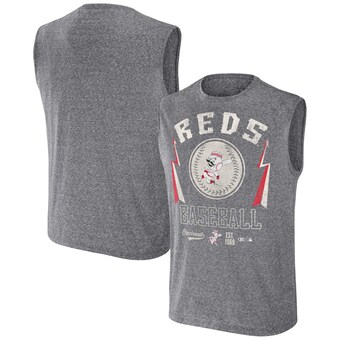 Men's Cincinnati Reds Darius Rucker Collection by Fanatics Charcoal Relaxed-Fit Muscle Tank Top