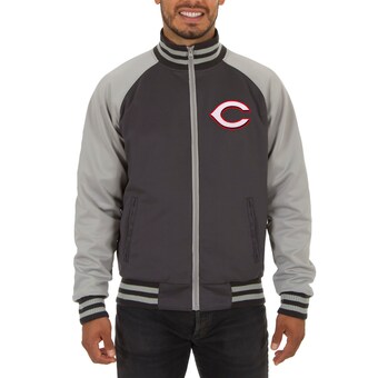 Men's Cincinnati Reds JH Design Gray Reversible Track Jacket