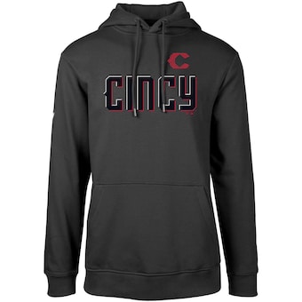 Men's Cincinnati Reds Levelwear Black City Connect Podium Core Logo Pullover Hoodie